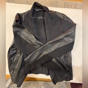 Bagatelle Black Mixed-Media Women's Jacket - Modern Moto Style Large